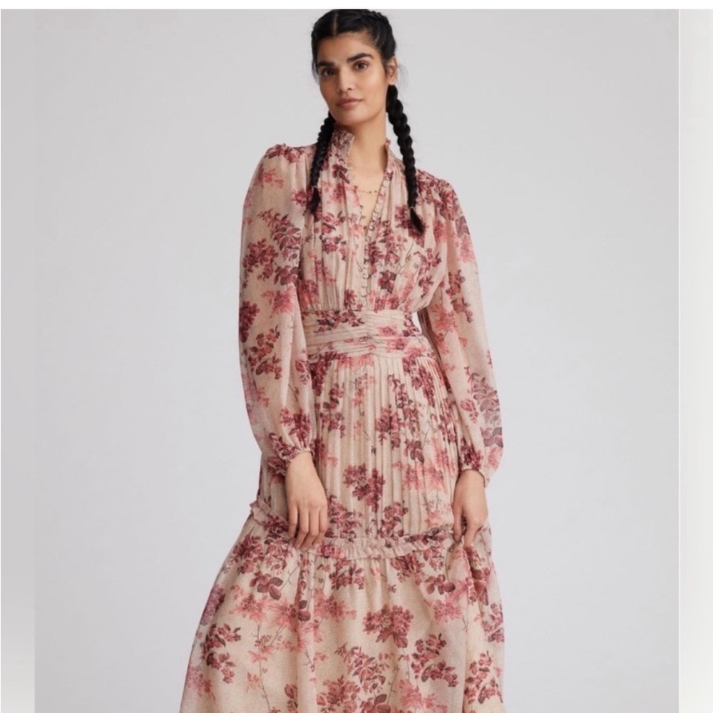 Anthropologie Let Me Be Floral Maxi Dress M Boho Feminine Coastal Cottagecore